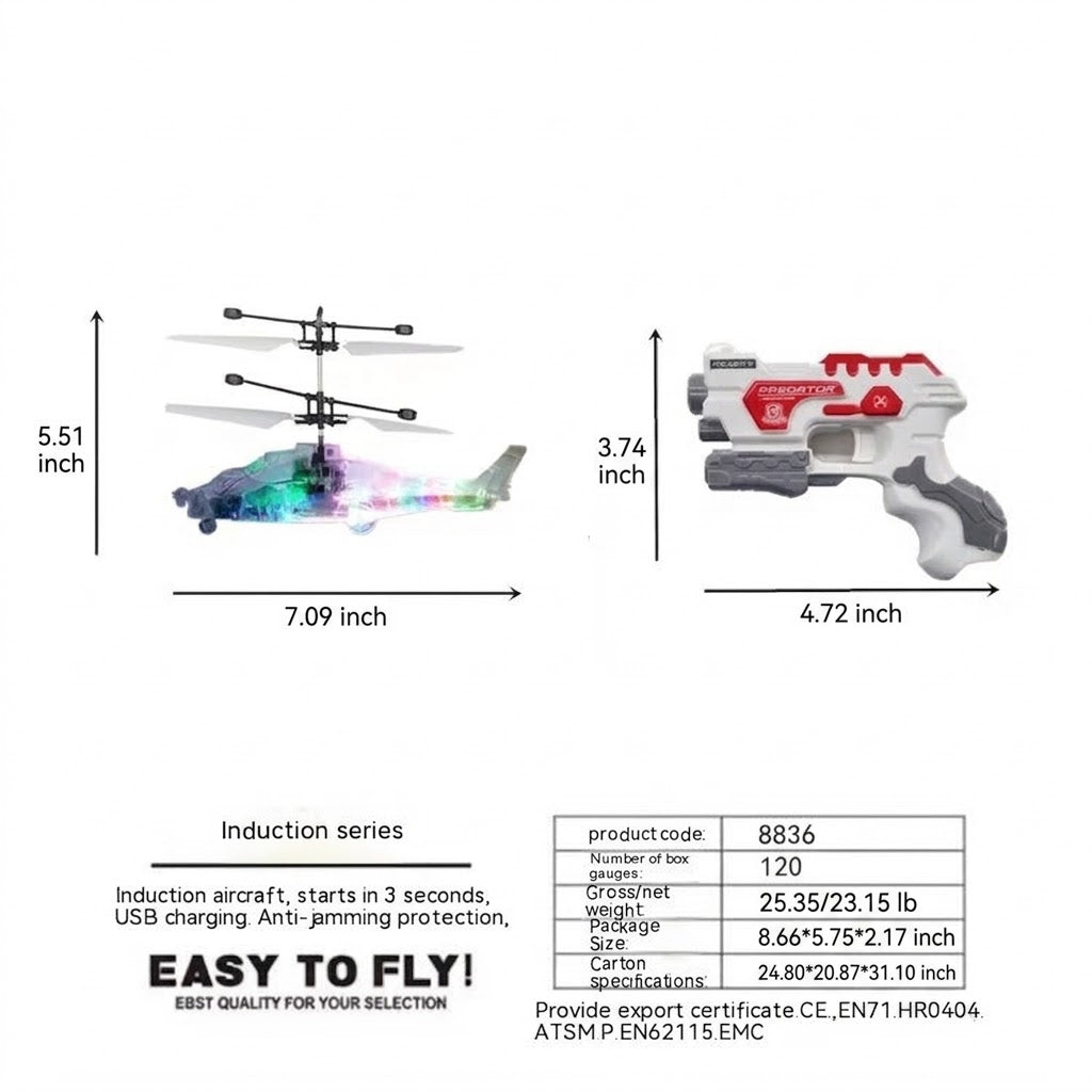 Transparent Luminous Gesture-Controlled Suspension Helicopter