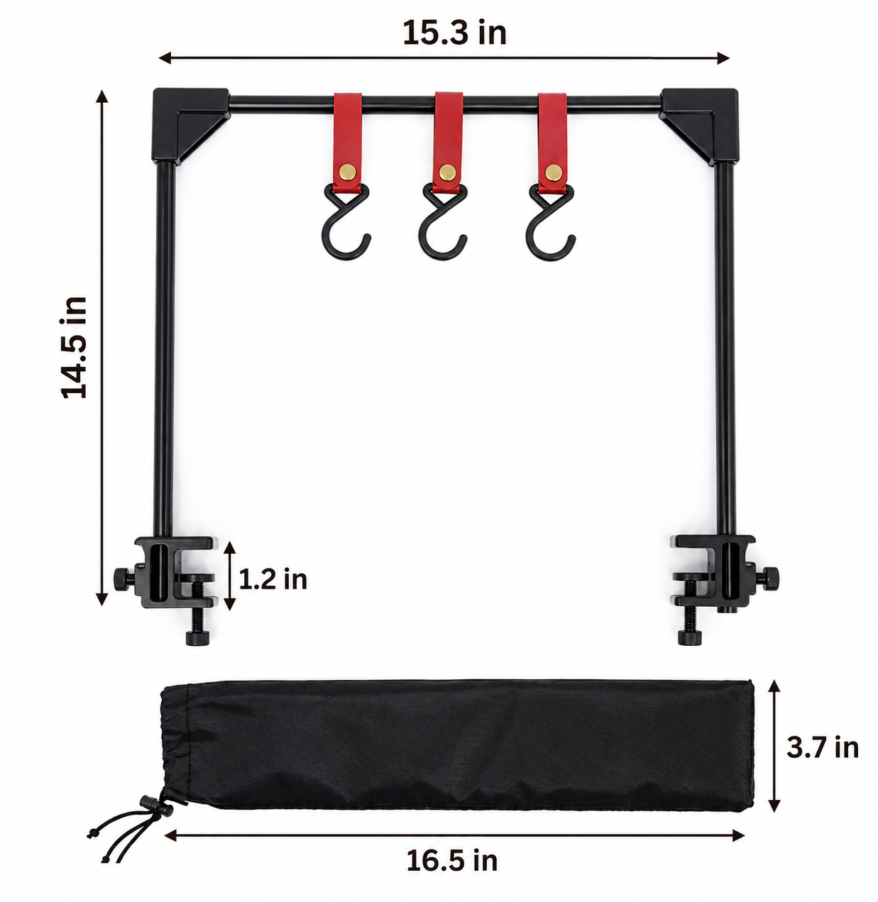Adjustable Camping Pot Rack With Hanging Hooks