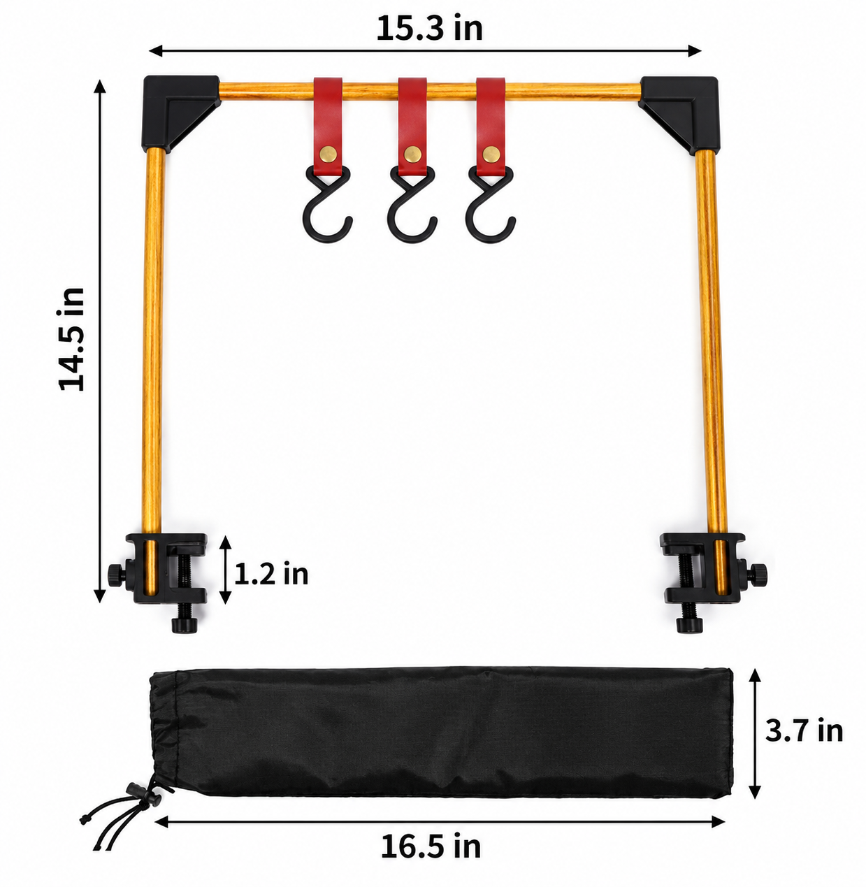 Adjustable Camping Pot Rack With Hanging Hooks